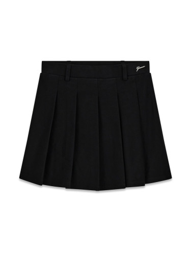 Детска къса пола плисе в черен цвят със сребристо лого Guess