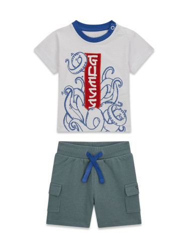 Бебешки комплект от две части в сив цвят с бродирано лого Guess