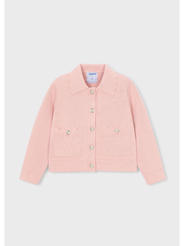 Детска жилетка от фино плетиво в розов цвят със златисти копчета Mayoral