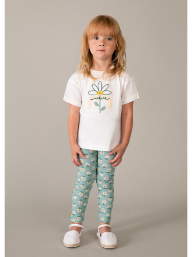 Детски комплект от две части в цвят тюркоаз с щампа цветя Mayoral