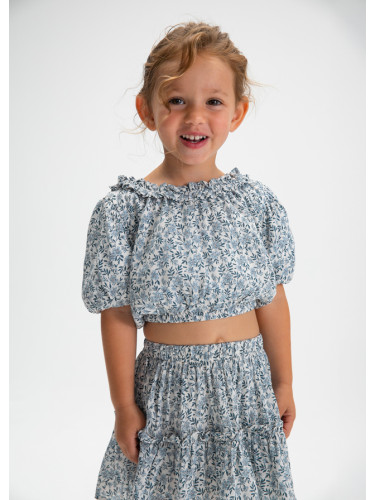 Детска блуза в светлосин цвят с флорален принт Mayoral