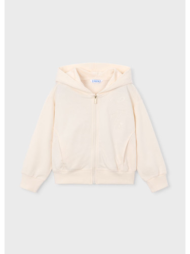 Детски спортен суитшърт в цвят екрю с цип и качулка Mayoral