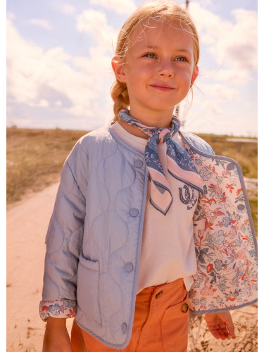 Детско двулицево преходно яке в светлосин цвят с принт от цветя Mayoral