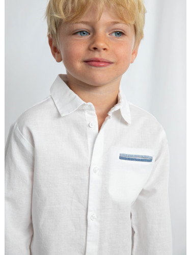 Детска официална ленена бяла риза с копчета и джоб Mayoral