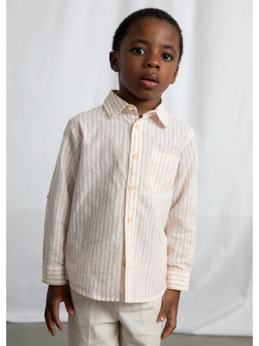 Детска ленена риза на райе в оранжев цвят Mayoral