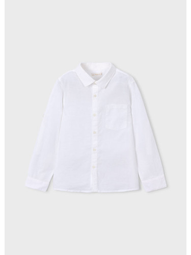 Детска ленена риза в бял цвят с изчистен десен Mayoral