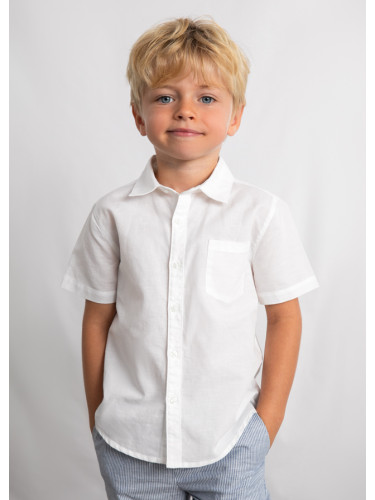 Детска бяла ленена риза с къс ръкав Mayoral