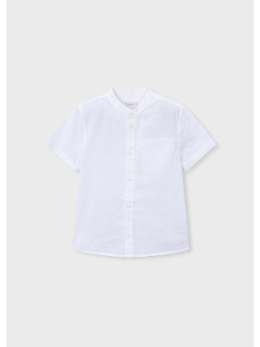 Детска бяла ленена риза с копчета и изчистен десен Mayoral