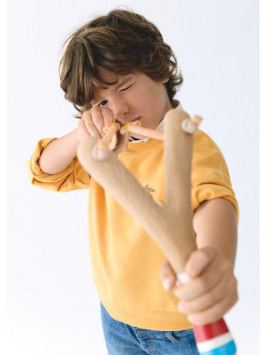 Детски пуловер в оранжев цвят с лятна щампа на гърба Mayoral