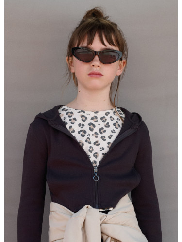 Детски рипсен суитшърт с качулка в тъмносив цвят Mayoral