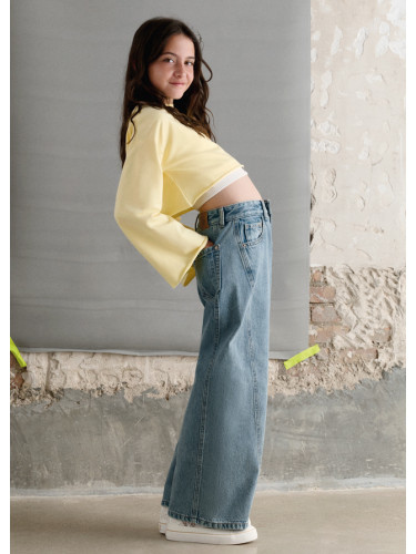 Дълги разкроени дънки в светъл деним Mayoral