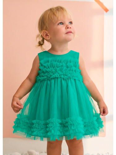 Бебешка тюлена рокля в цвят тюркоаз с копчета на гърба Abel & Lula