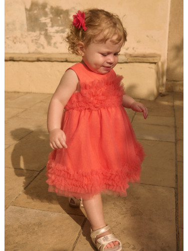 Бебешка тюлена рокля в цвят корал с копчета на гърба Abel & Lula