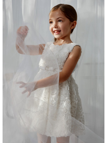 Рокля с ефектни цветя и колан в бял цвят Abel & Lula