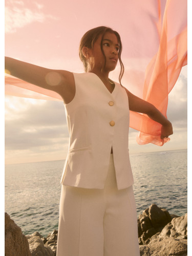 Летен елегантен елек в бял цвят със златисти копчета Abel & Lula