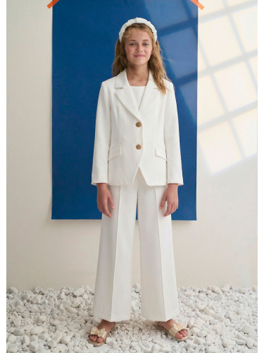 Елегантен комплект от две части в бял цвят с бронзови копчета Abel & Lula