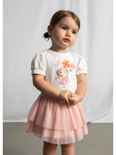 Детска тюлена пола в розов цвят с блестящи частици и панделка Mayoral