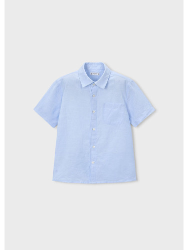 Детска светлосиня ленена риза с къс ръкав Mayoral