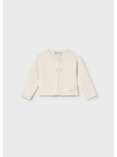 Бебешка рипсена жилетка в цвят екрю с панделки Mayoral