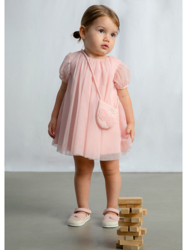 Изчистена бебешка рокля в розов цвят с чанта с ефектна пеперуда Mayoral