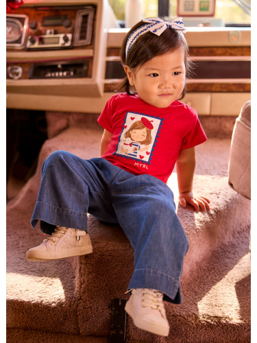 Бебешки разкроени дънки в син деним с панделка Mayoral