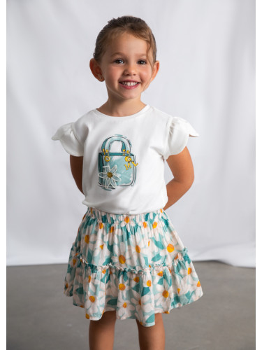 Детска пола в тюркоазен цвят с щампи на маргаритки Mayoral