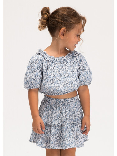 Детска пола в бял цвят с щампи на цветя Mayoral