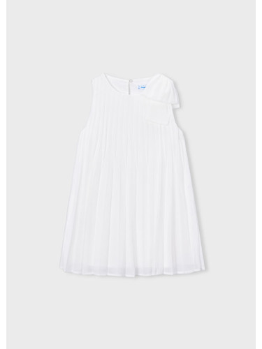 Детска рокля солей в бял цвят със свободна кройка Mayoral