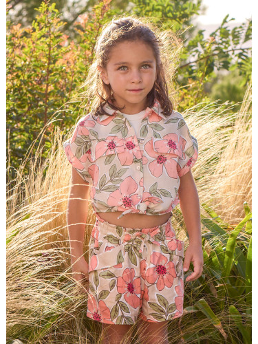 Детски къс панталон в оранжев цвят на цветя Mayoral