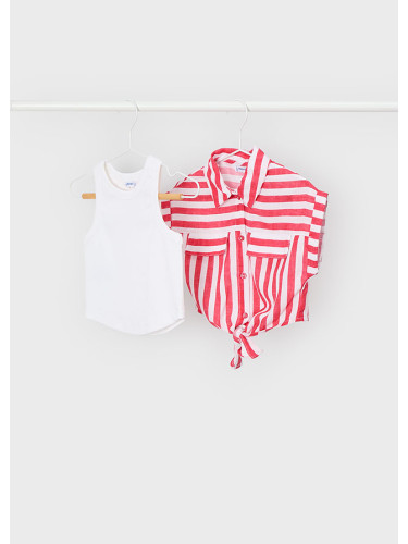 Детска блуза от две части на райе в червен цвят Mayoral