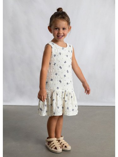 Детска рокля в бял цвят с щампи на панделки Mayoral