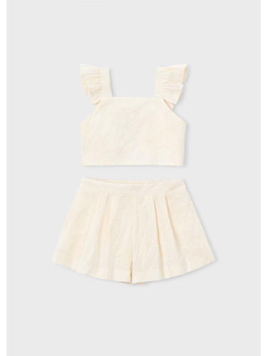 Детски трикотажен комплект с къси панталони и топ в бежов цвят Mayoral
