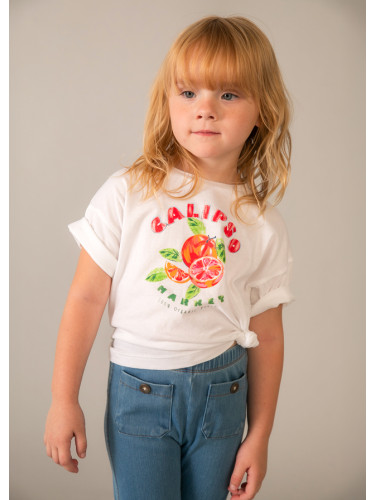 Детска тениска в бял цвят с щампа на портокали Mayoral