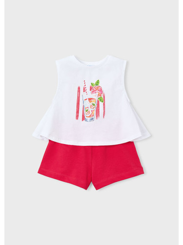 Детски комплект в червен цвят с щампа на цитрусова напитка Mayoral