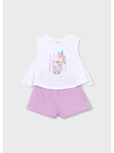 Детски комплект в лилав цвят с щампа на цитрусова напитка Mayoral
