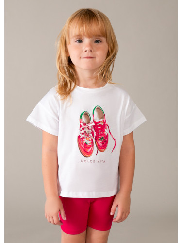 Детски комплект от две части в цвят циклама с щампа обувки Mayoral