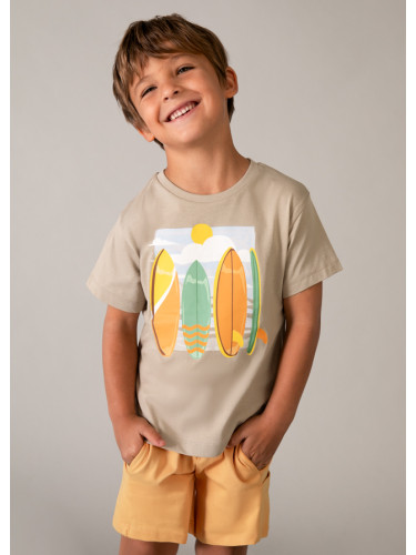 Детски комплект от три части в оранжев цвят с щампа сърф Mayoral