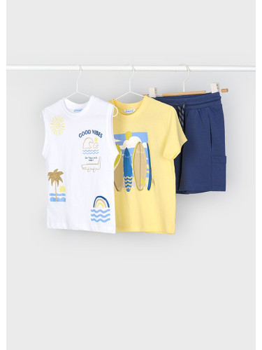 Детски комплект от три части в жълт цвят с щампа сърф Mayoral