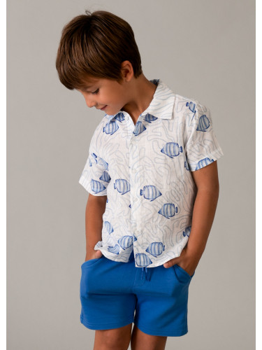 Изчистени детски панталони в син цвят с джобове и връзки Mayoral