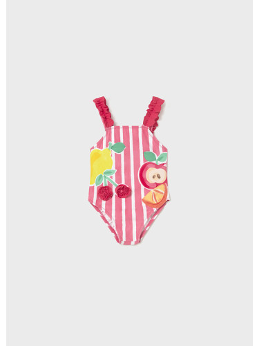 Бебешки бански райе в цвят малина с плодова щампа Mayoral