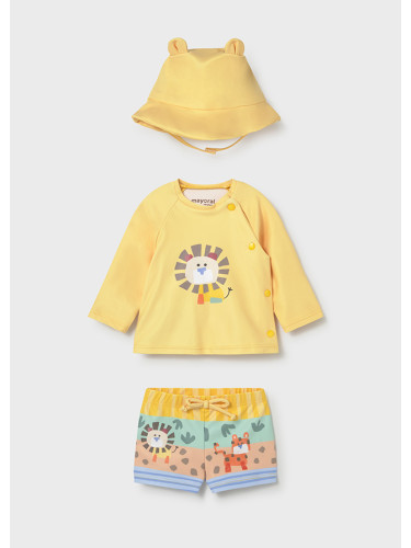Бебешки бански и три части в жълт цвят с щампа лъв Mayoral