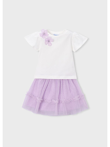 Комплект от тюлена пола в светлолилав цвят и блуза с 3D цветя Mayoral