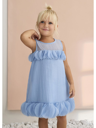 Ефектна рокля в син цвят с прозрачна мрежа в горната част Abel & Lula