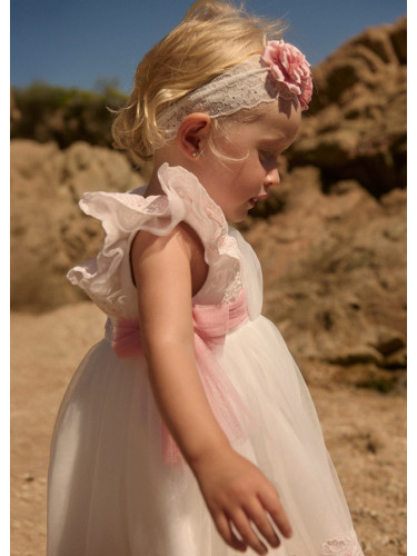 Бебешка рокля в светлорозов цвят с тюл и дантела Abel & Lula