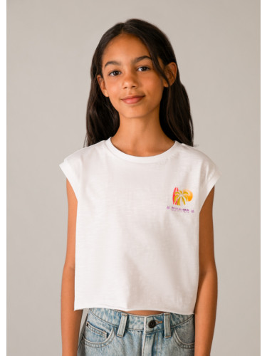 Детска тениска тип потник в бял цвят с щампа Mayoral