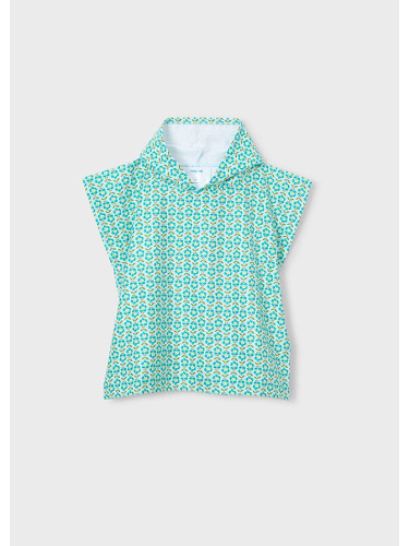 Детско плажно пончо в цвят мента с принт цветя Mayoral