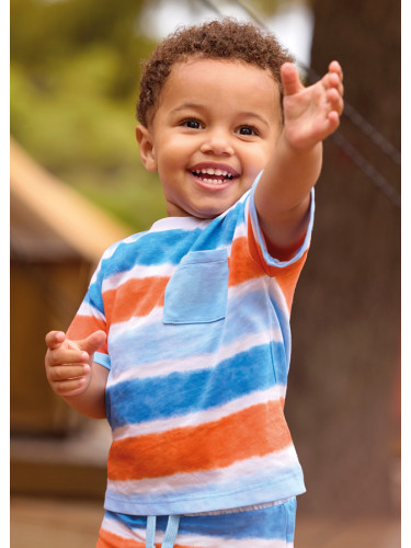 Бебешка блуза райе в син цвят с преден джоб Mayoral