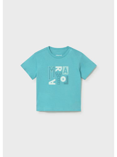 Бебешка блуза в цвят тюркоаз с надпис Mayoral