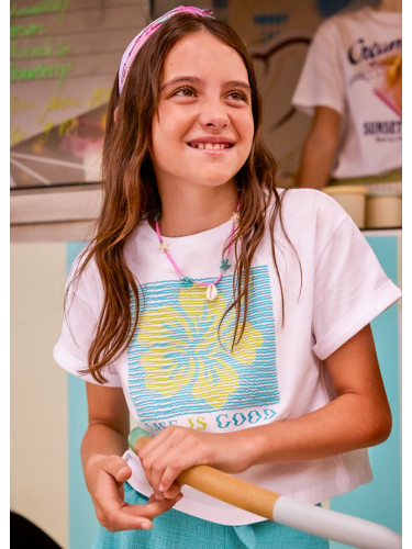 Детска тениска в бял цвят с щампа Mayoral