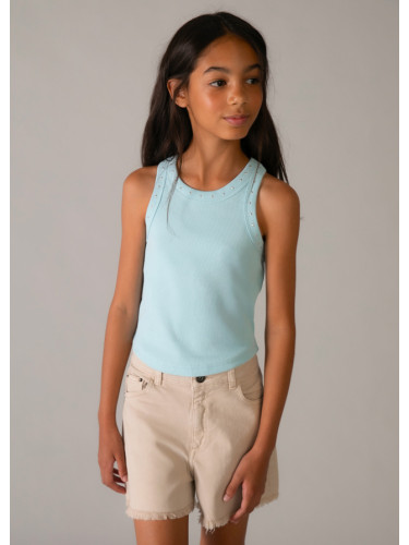 Детски рипсен топ в светлосин цвят с камъни Mayoral